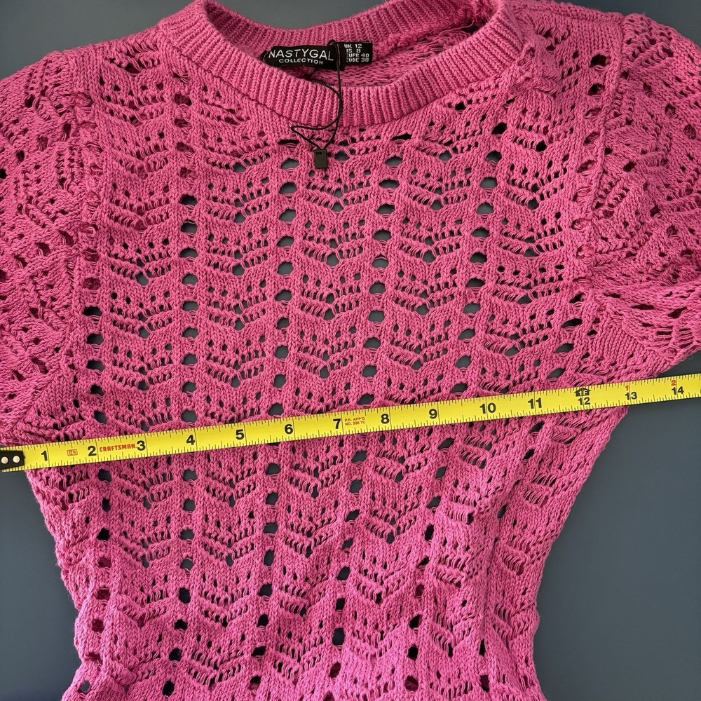 Pink Crochet Dress 8 Babydoll Coquette Fairy‎ Nasty Gal Feminine Whimsy Backless - Picture 8 of 9